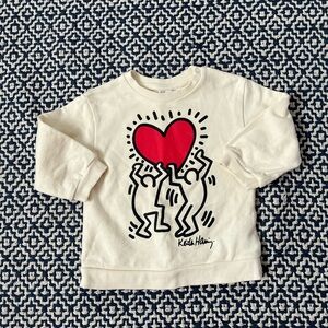 H&M Baby Keith Haring Cream Sweatshirt with Red Heart Graphic